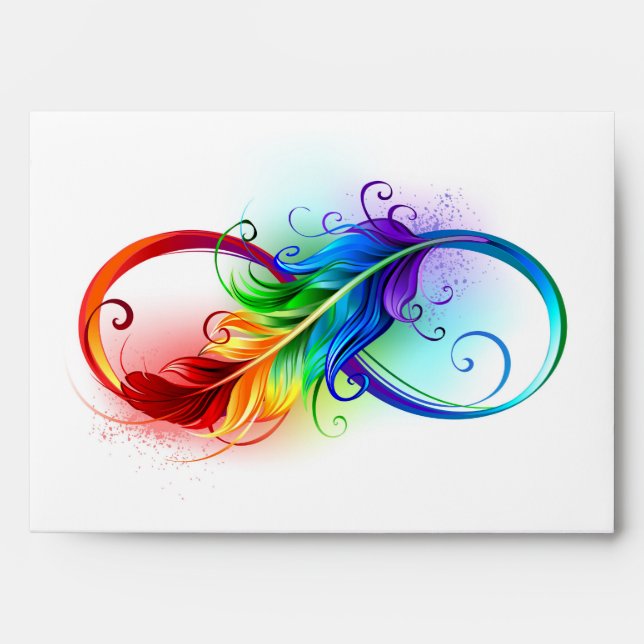 Infinity Symbol with Rainbow Feather Envelope (Front)