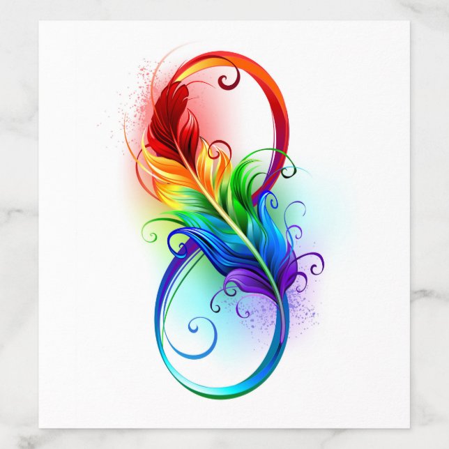 Infinity Symbol with Rainbow Feather Envelope Liner (Design)
