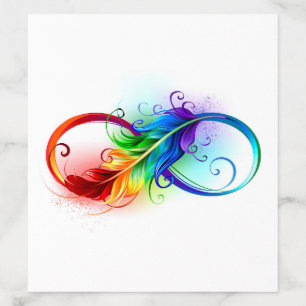 Infinity Symbol with Rainbow Feather Envelope Liner