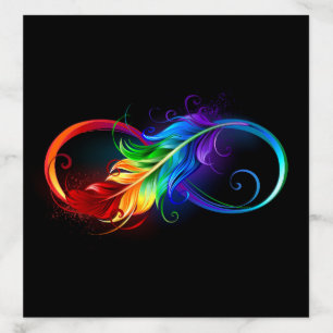 Infinity Symbol with Rainbow Feather Envelope Liner