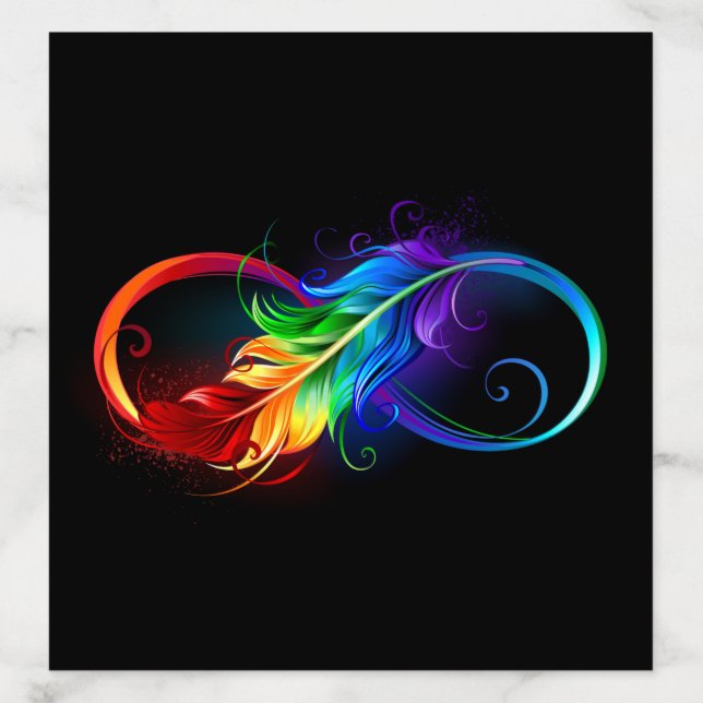 Infinity Symbol with Rainbow Feather Envelope Liner (Design)