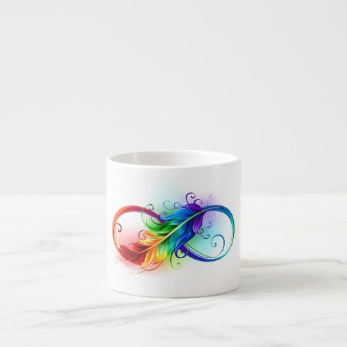 Infinity Symbol with Rainbow Feather Espresso Cup