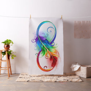 Infinity Symbol with Rainbow Feather Fabric