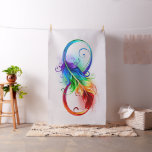 Infinity Symbol with Rainbow Feather Fabric