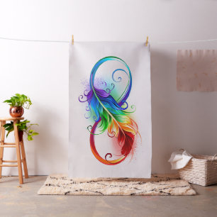 Infinity Symbol with Rainbow Feather Fabric