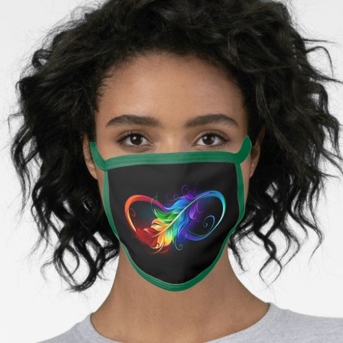 Infinity Symbol with Rainbow Feather Face Mask