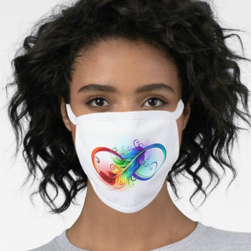 Infinity Symbol with Rainbow Feather Face Mask