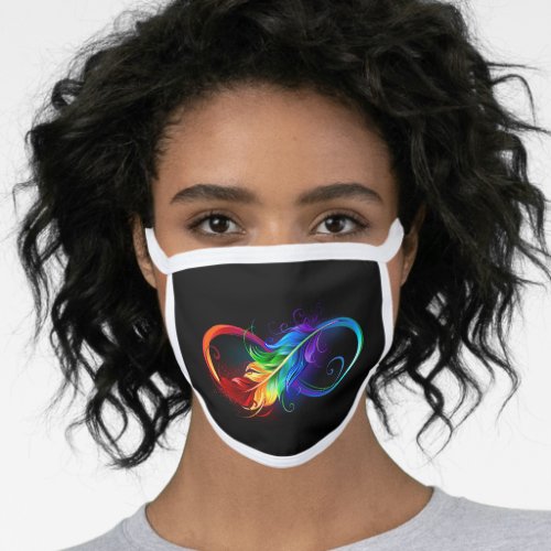 Infinity Symbol with Rainbow Feather Face Mask