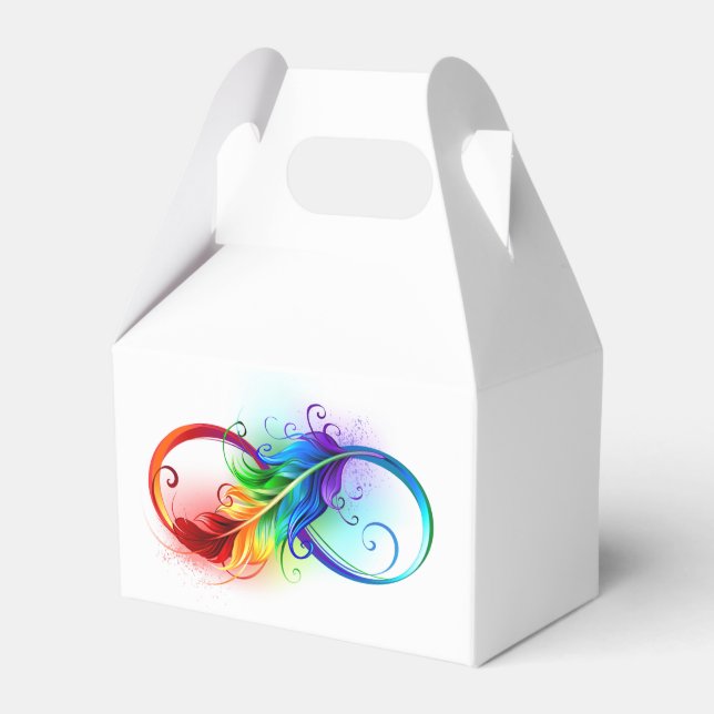 Infinity Symbol with Rainbow Feather Favor Boxes (Front Side)
