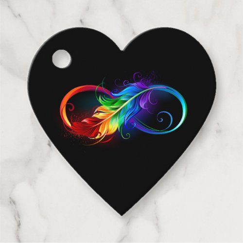 Infinity Symbol with Rainbow Feather Favor Tags