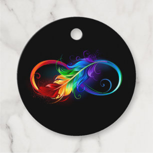 Infinity Symbol with Rainbow Feather Favor Tags