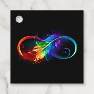 Infinity Symbol with Rainbow Feather Favor Tags