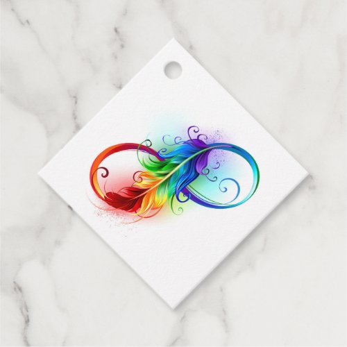 Infinity Symbol with Rainbow Feather Favor Tags