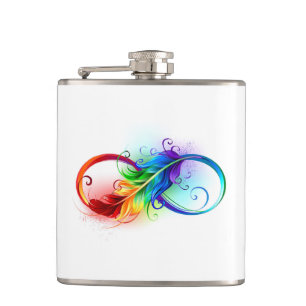 Infinity Symbol with Rainbow Feather Flask