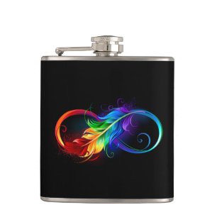 Infinity Symbol with Rainbow Feather Flask