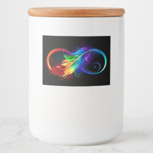 Infinity Symbol with Rainbow Feather Food Label