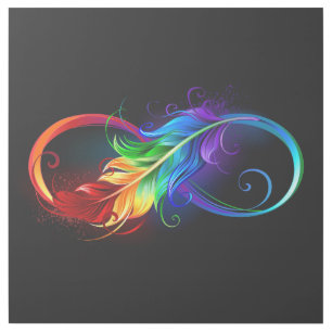 Infinity Symbol with Rainbow Feather Gallery Wrap