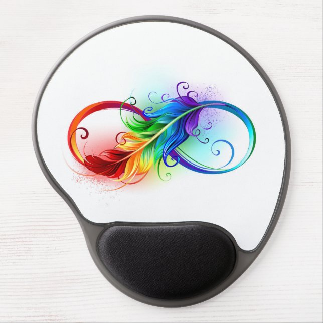 Infinity Symbol with Rainbow Feather Gel Mouse Pad (Front)