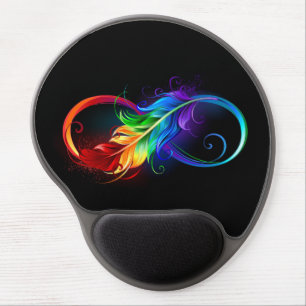 Infinity Symbol with Rainbow Feather Gel Mouse Pad