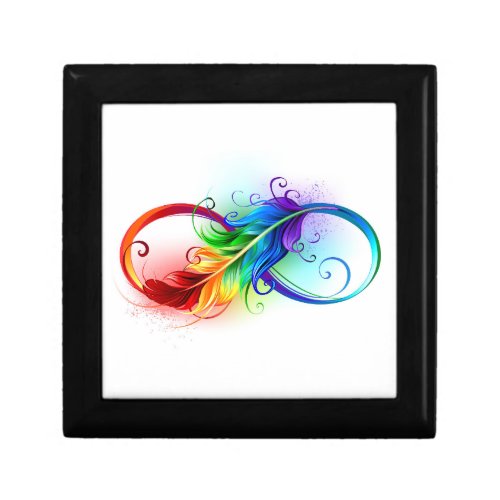 Infinity Symbol with Rainbow Feather Gift Box