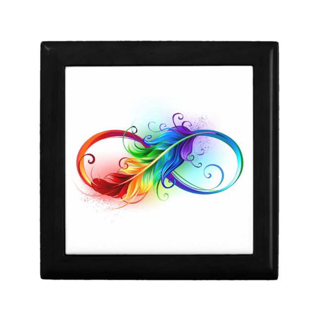 Infinity Symbol with Rainbow Feather Gift Box (Front)