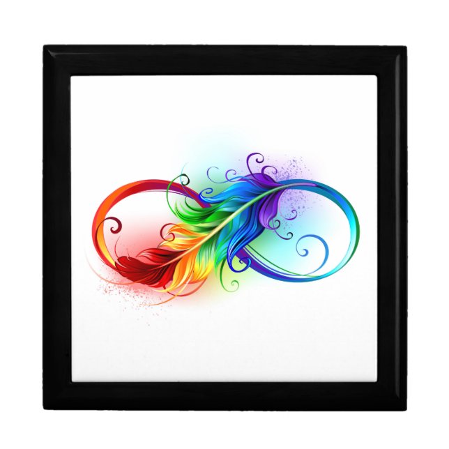 Infinity Symbol with Rainbow Feather Gift Box (Front)