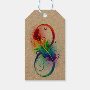 Infinity Symbol with Rainbow Feather Gift Tags