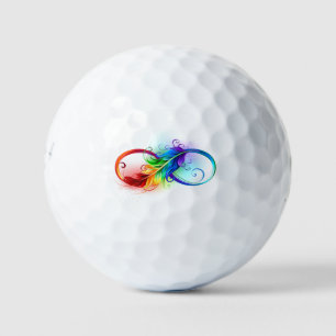 Infinity Symbol with Rainbow Feather Golf Balls