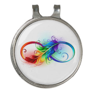 Infinity Symbol with Rainbow Feather Golf Hat Clip