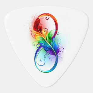 Infinity Symbol with Rainbow Feather Guitar Pick