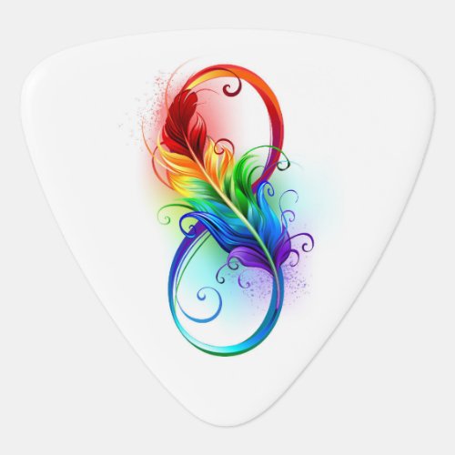 Infinity Symbol with Rainbow Feather Guitar Pick