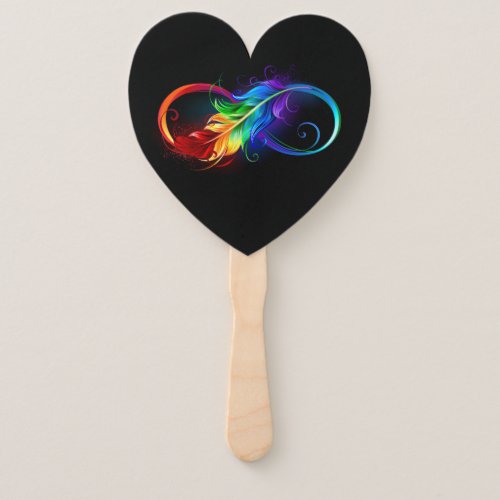 Infinity Symbol with Rainbow Feather Hand Fan