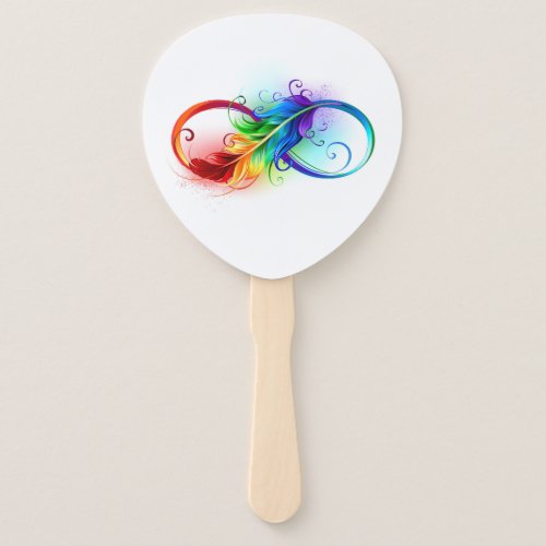 Infinity Symbol with Rainbow Feather Hand Fan