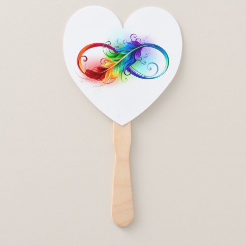 Infinity Symbol with Rainbow Feather Hand Fan