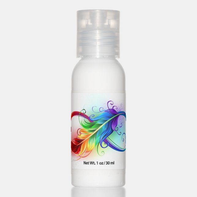 Infinity Symbol with Rainbow Feather Hand Lotion (Front)