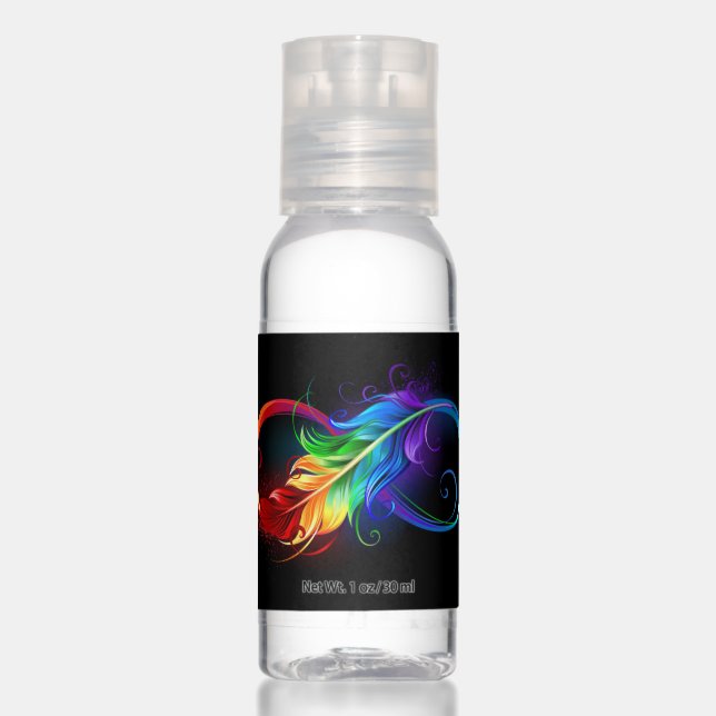 Infinity Symbol with Rainbow Feather Hand Sanitizer (Front)