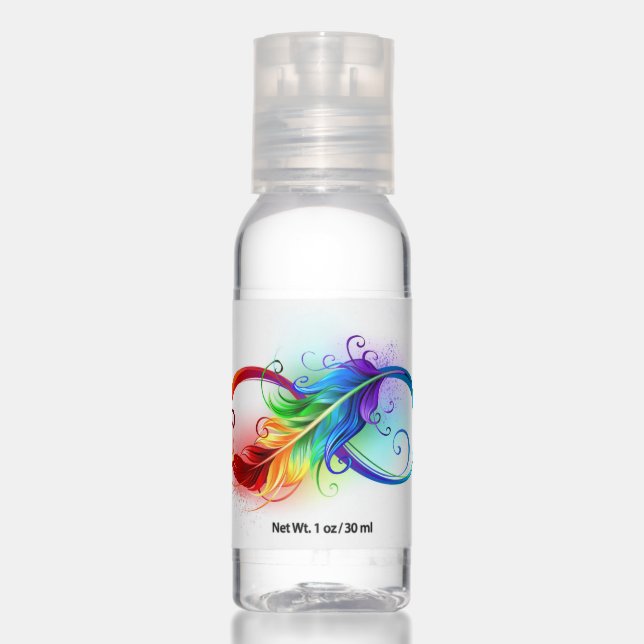 Infinity Symbol with Rainbow Feather Hand Sanitizer (Front)