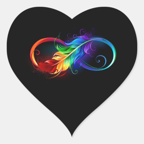 Infinity Symbol with Rainbow Feather Heart Sticker