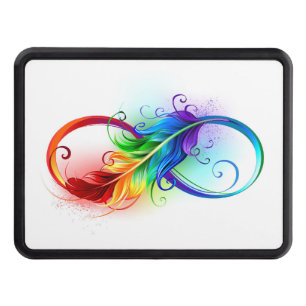 Infinity Symbol with Rainbow Feather Hitch Cover