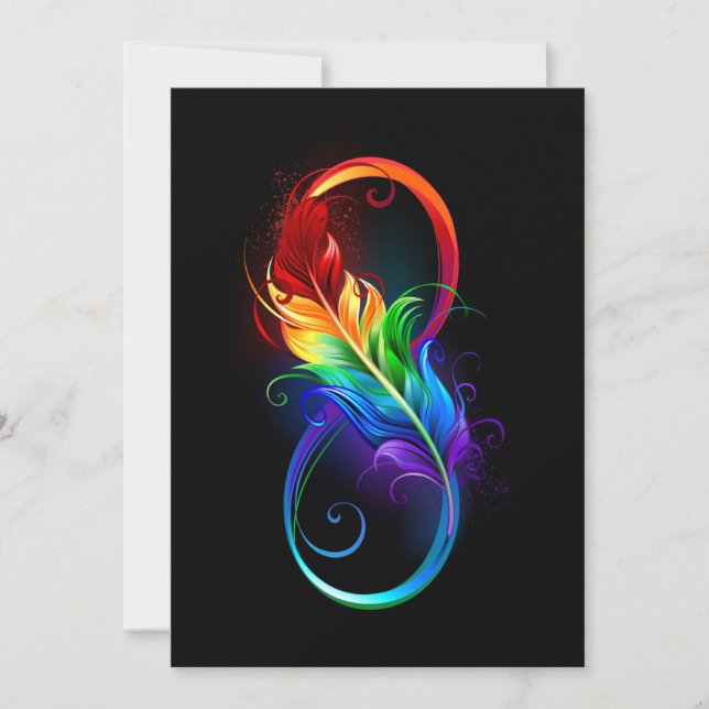 Infinity Symbol with Rainbow Feather Holiday Card (Front)