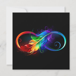 Infinity Symbol with Rainbow Feather Holiday Card