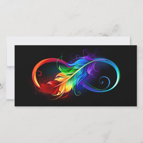 Infinity Symbol with Rainbow Feather Holiday Card
