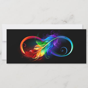 Infinity Symbol with Rainbow Feather Holiday Card