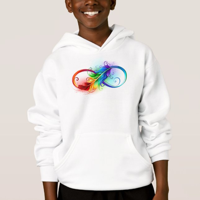 Infinity Symbol with Rainbow Feather Hoodie (Front)
