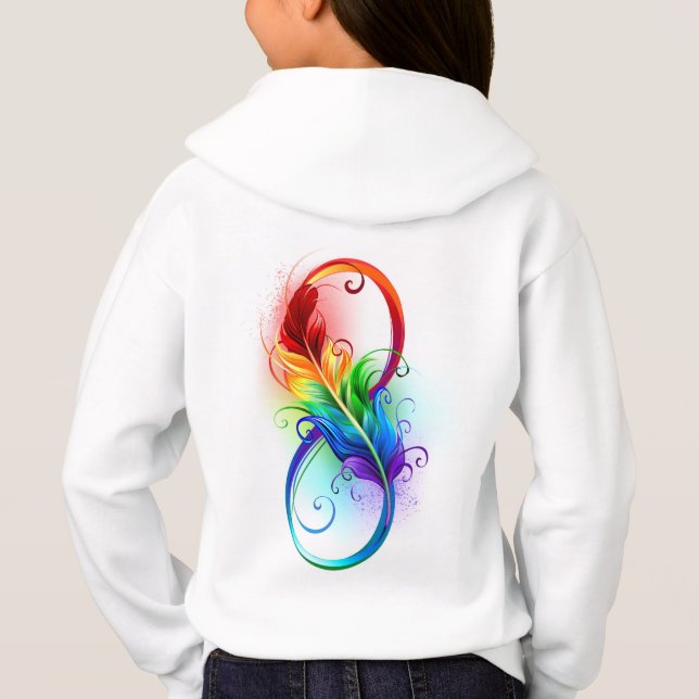 Infinity Symbol with Rainbow Feather Hoodie (Back)