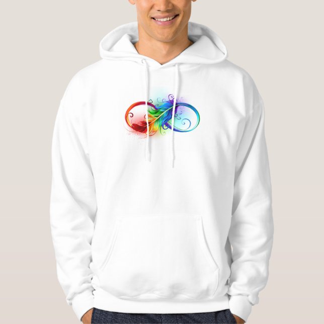Infinity Symbol with Rainbow Feather Hoodie (Front)