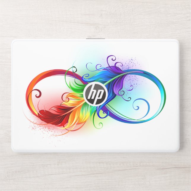 Infinity Symbol with Rainbow Feather HP Laptop Skin (Front)