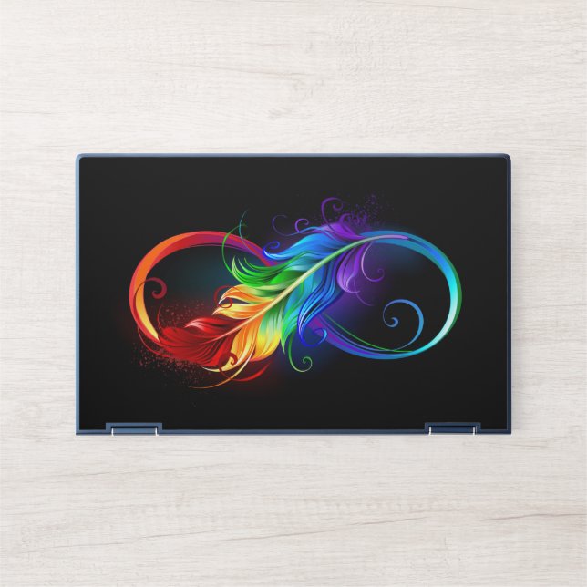 Infinity Symbol with Rainbow Feather HP Laptop Skin (Front)