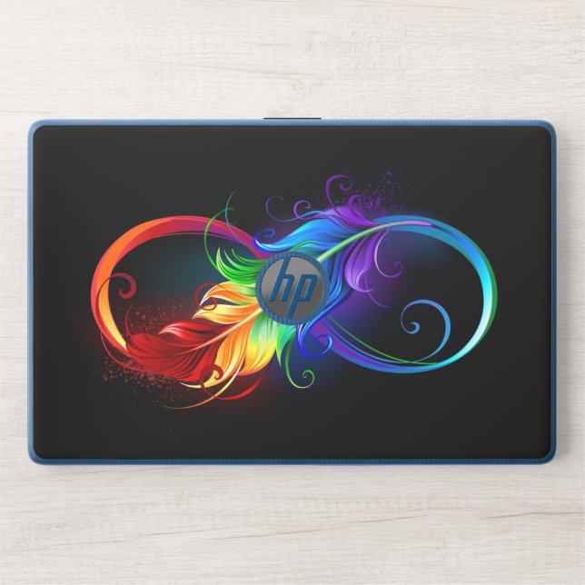 Infinity Symbol with Rainbow Feather HP Laptop Skin (Front)