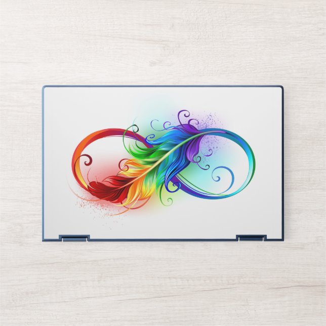 Infinity Symbol with Rainbow Feather HP Laptop Skin (Front)